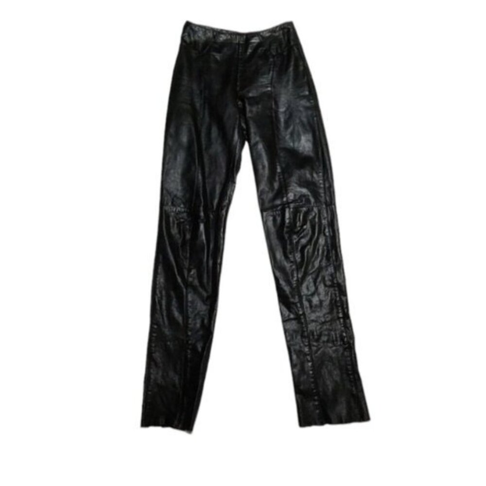 Vintage Verducci Black Leather Skinny Pants 4